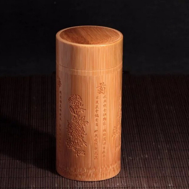 竹茶叶罐竹茶叶筒茶叶罐带盖竹雕茶叶罐竹制品竹工艺